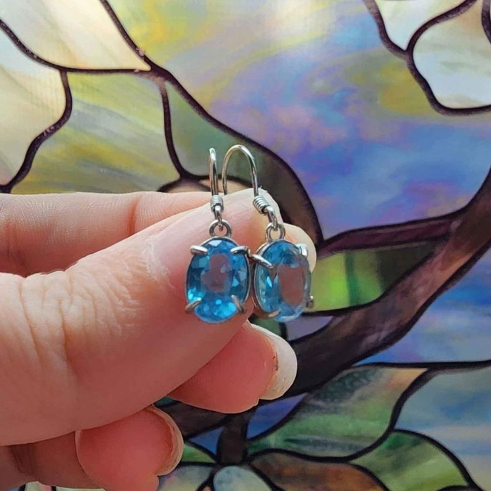 Blue Topaz Silver Earrings